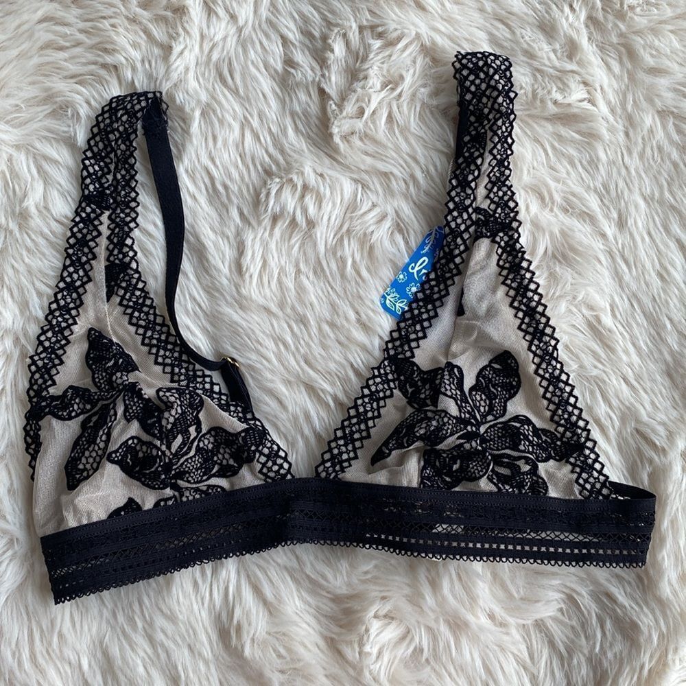 Free People Floral Black Lace Alia Bralette - Picture 2 of 7